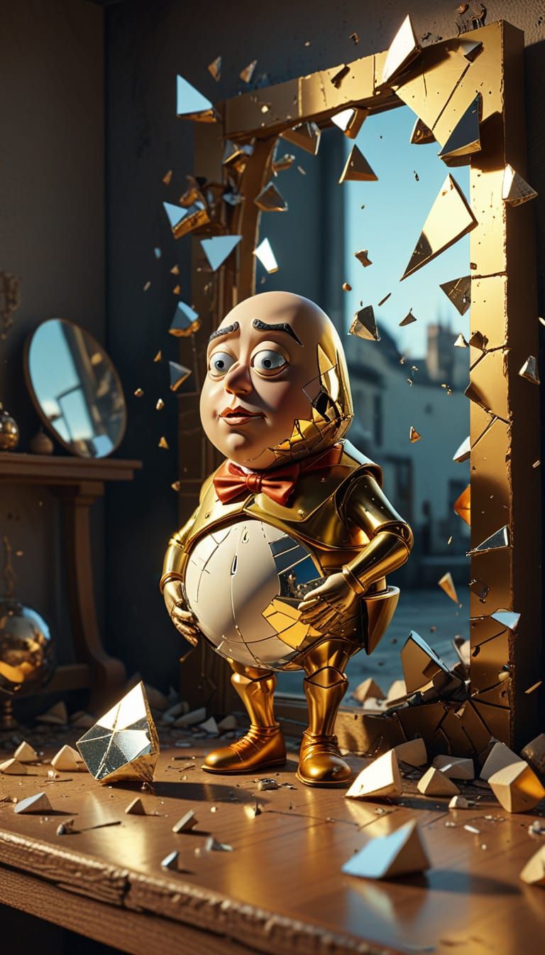Fractured Humpty Dumpty in Salvador Dali Surrealism