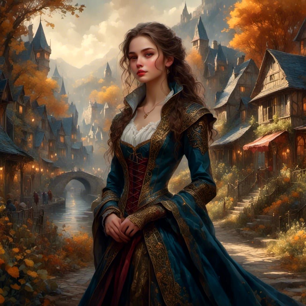 Mischievous Medieval Girl in Detailed Digital Painting