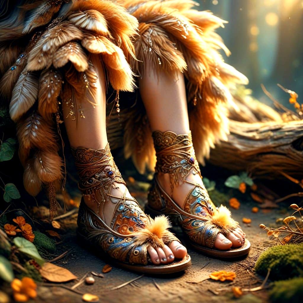 Macro Shot of Woman's Foot Wearing a Beaver Slipper