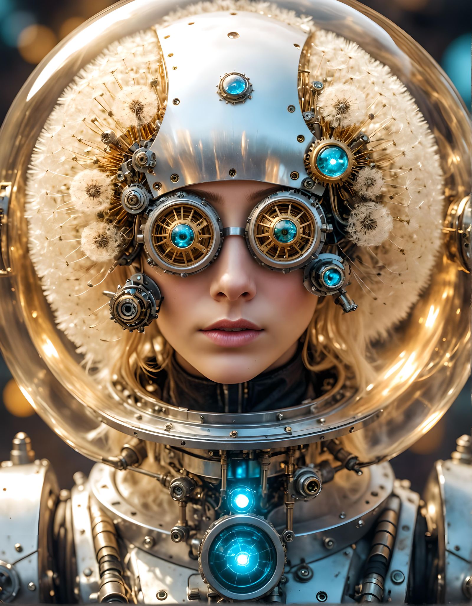 Steampunk Dandelion Engine in Cosmic Astral Style