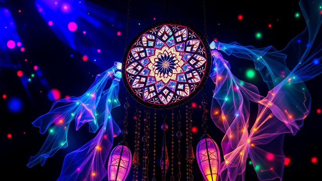 (Heavenly Light Projecting Into Your Soul A Light Sculpture created depicting (Dreamy Dreamcatcher Capturing All My Nigh...