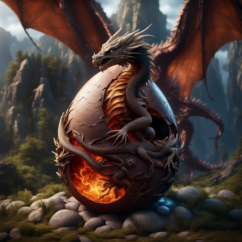 Dragon Hatching: Detailed Fantasy Concept Art