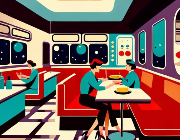 Retro Space Diner in 1960s Style