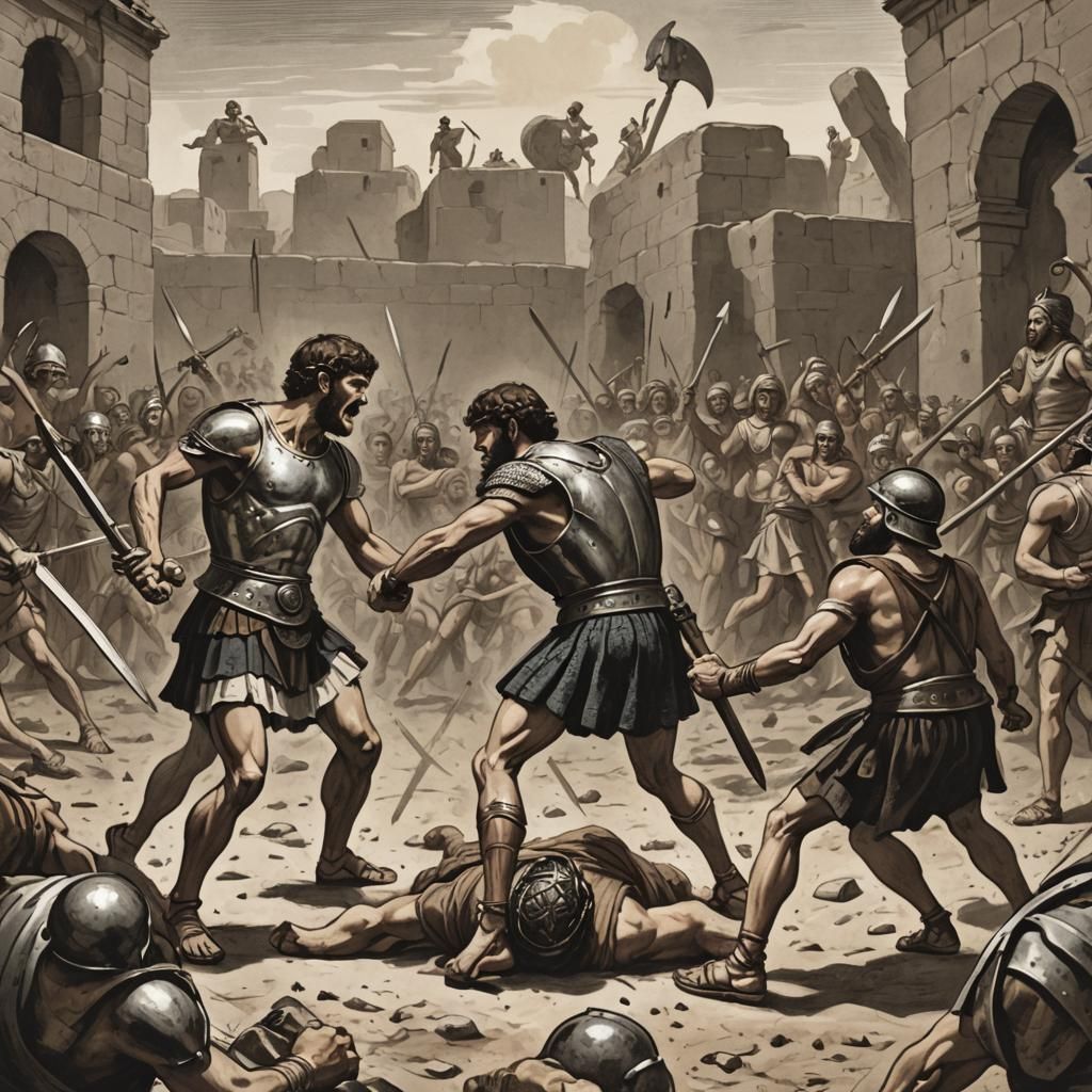 David and Goliath: Dramatic Biblical Illustration