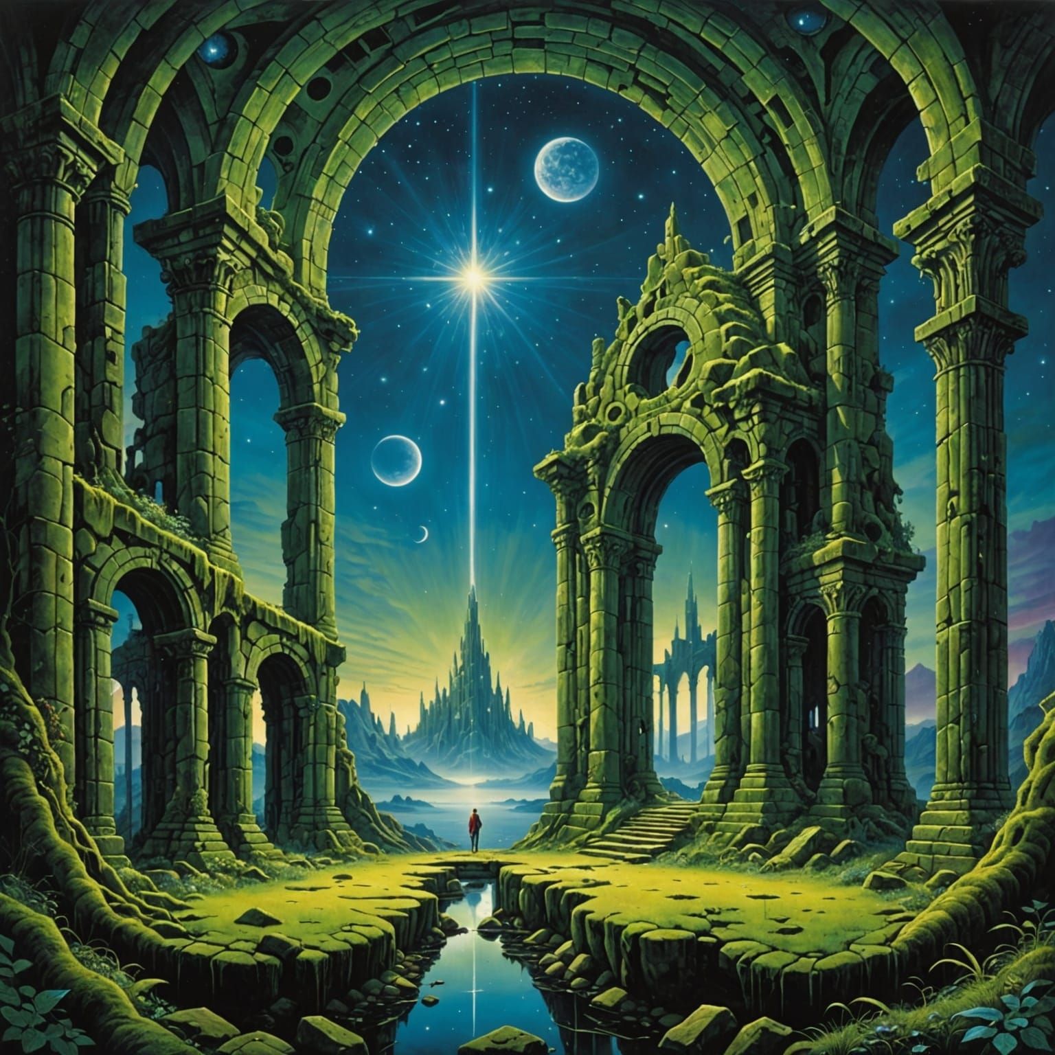 To bless a forgotten ruins owergrown with moss