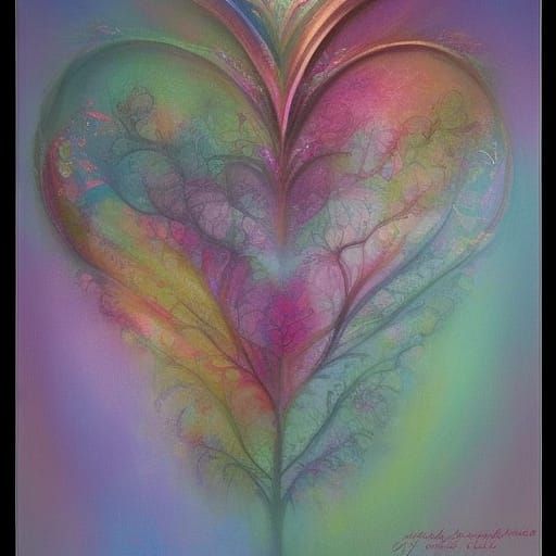 Ethereal Heart in Dreamy Fantasy Landscape