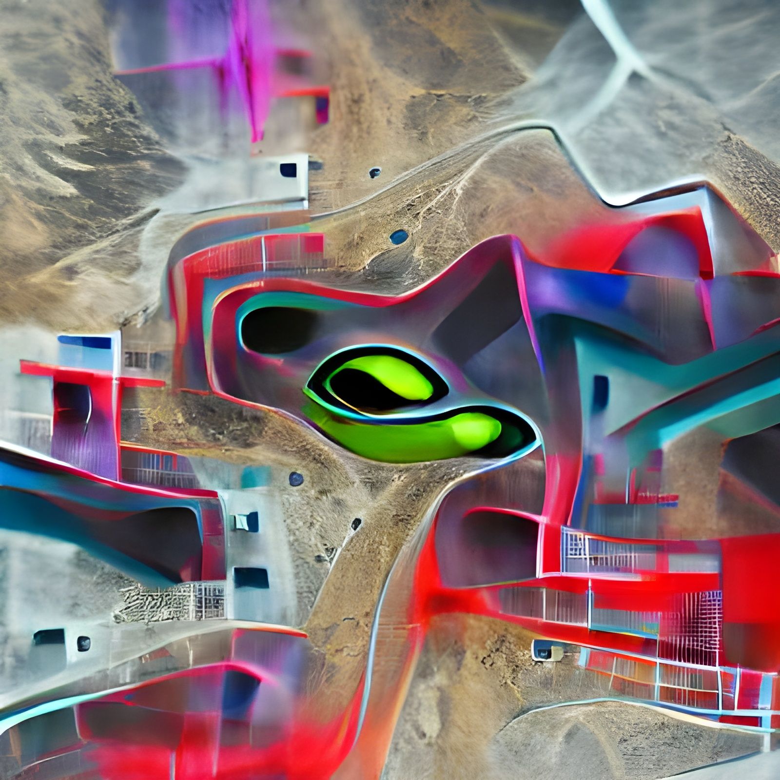 Abstract Futuristic Cityscape, Neon Glow