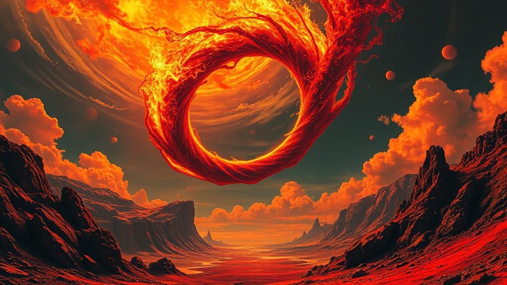 Surreal Ring of Fire Ascends to the Heavens in a Dreamlike R...