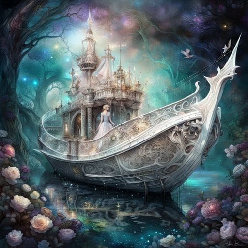 Rococo Gothic White Fairytale garden boat