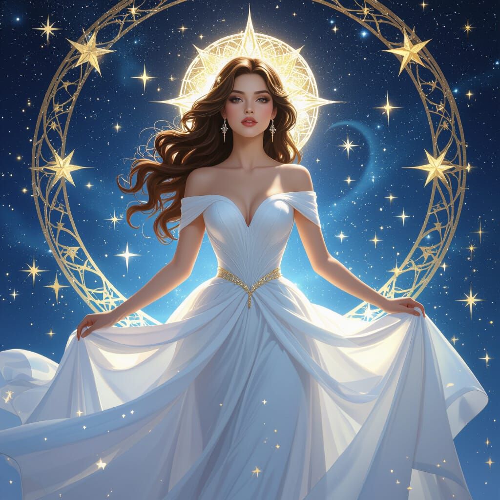 Star Princess Portrait in Art Nouveau Style