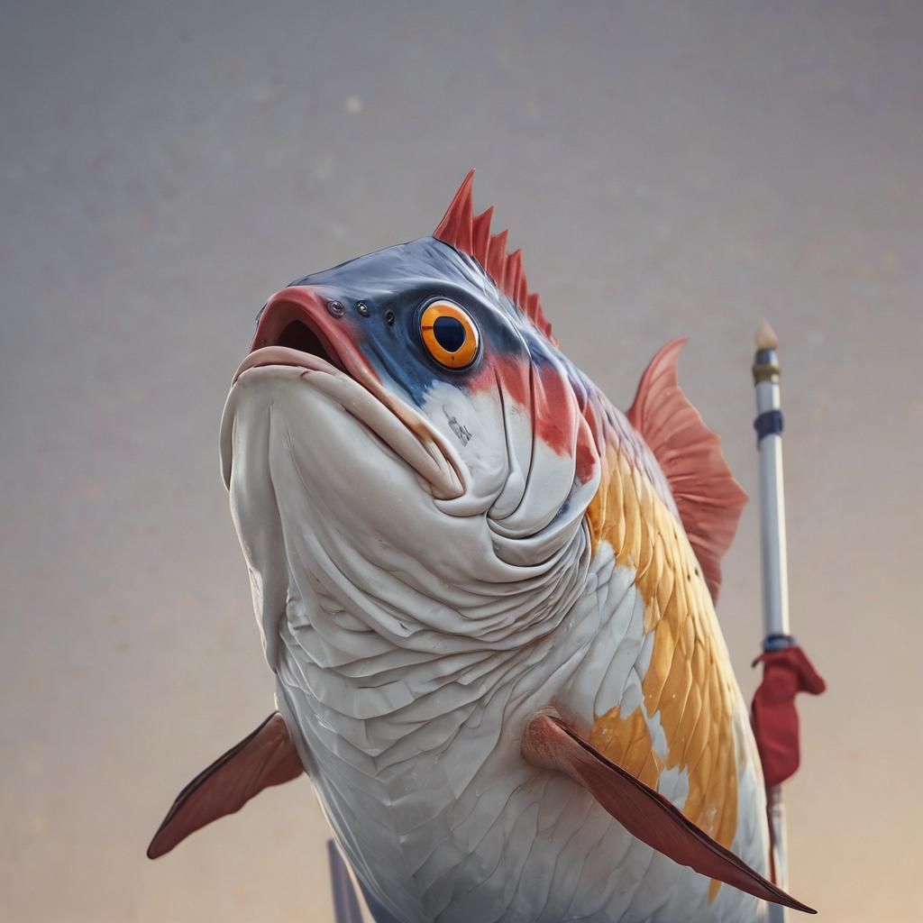 Rakfish Heroically Posed with Norwegian Flag in Manga Style