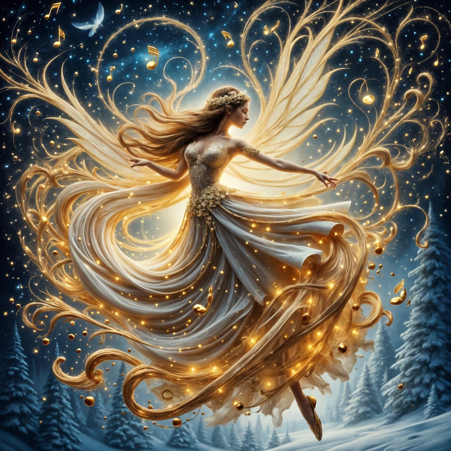 Christmas Carol Fairy in Art Nouveau Style