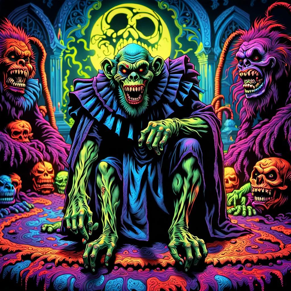 Fluorescent Zombie Monkey Monster Clown Grim Reaper