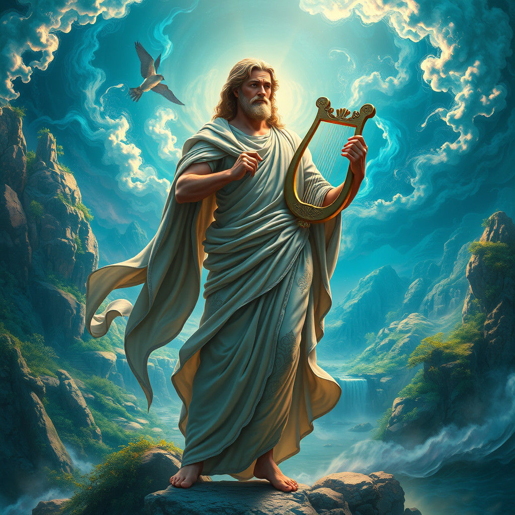 Apollo, God of Poetry in a Fantasy Realm