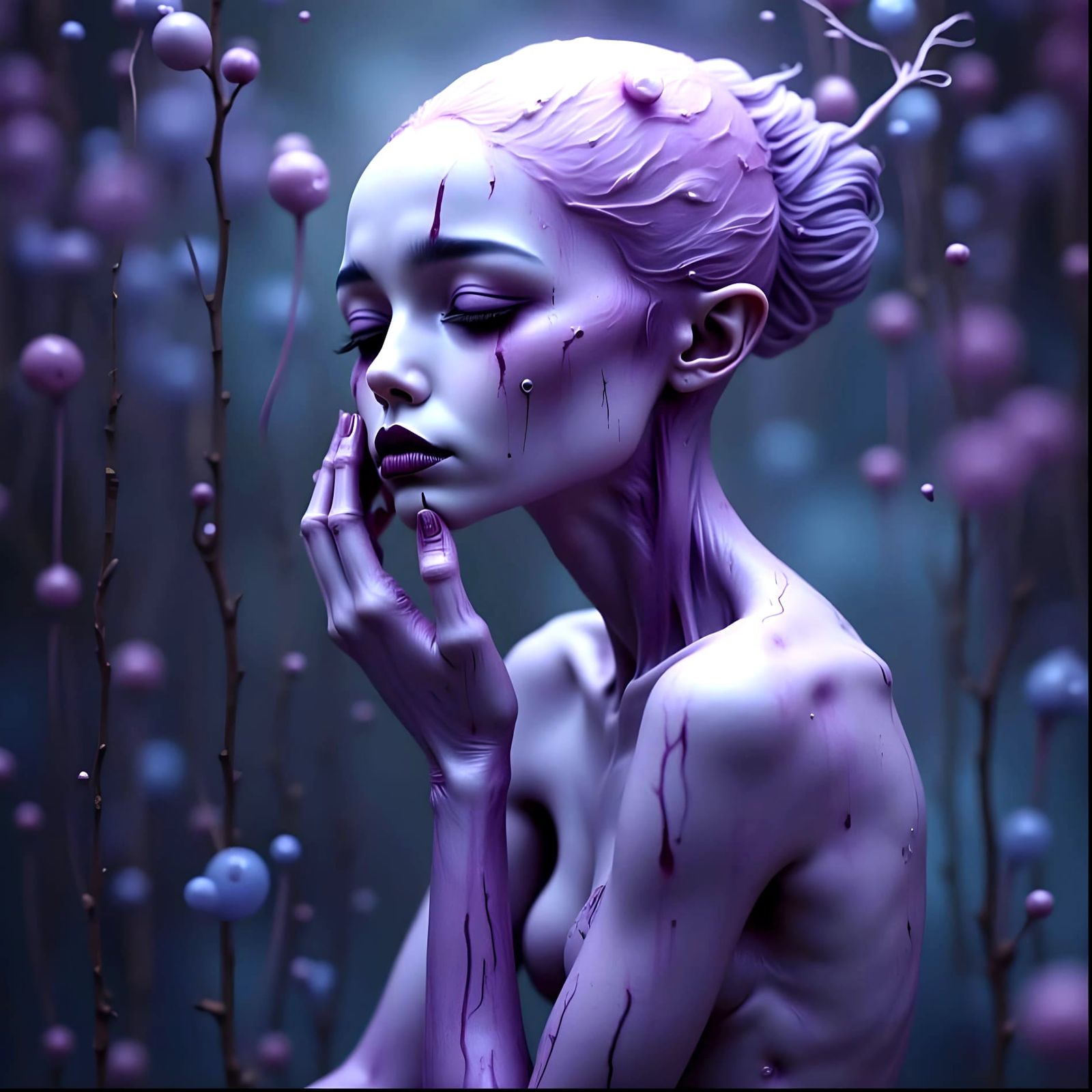 Melancholy Purple Creature in Fantasy Concept Art