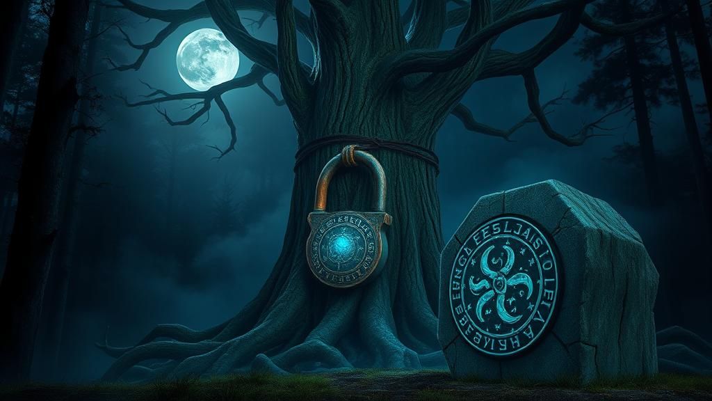 Mystical Forest: Ancient Tree Locked in Time