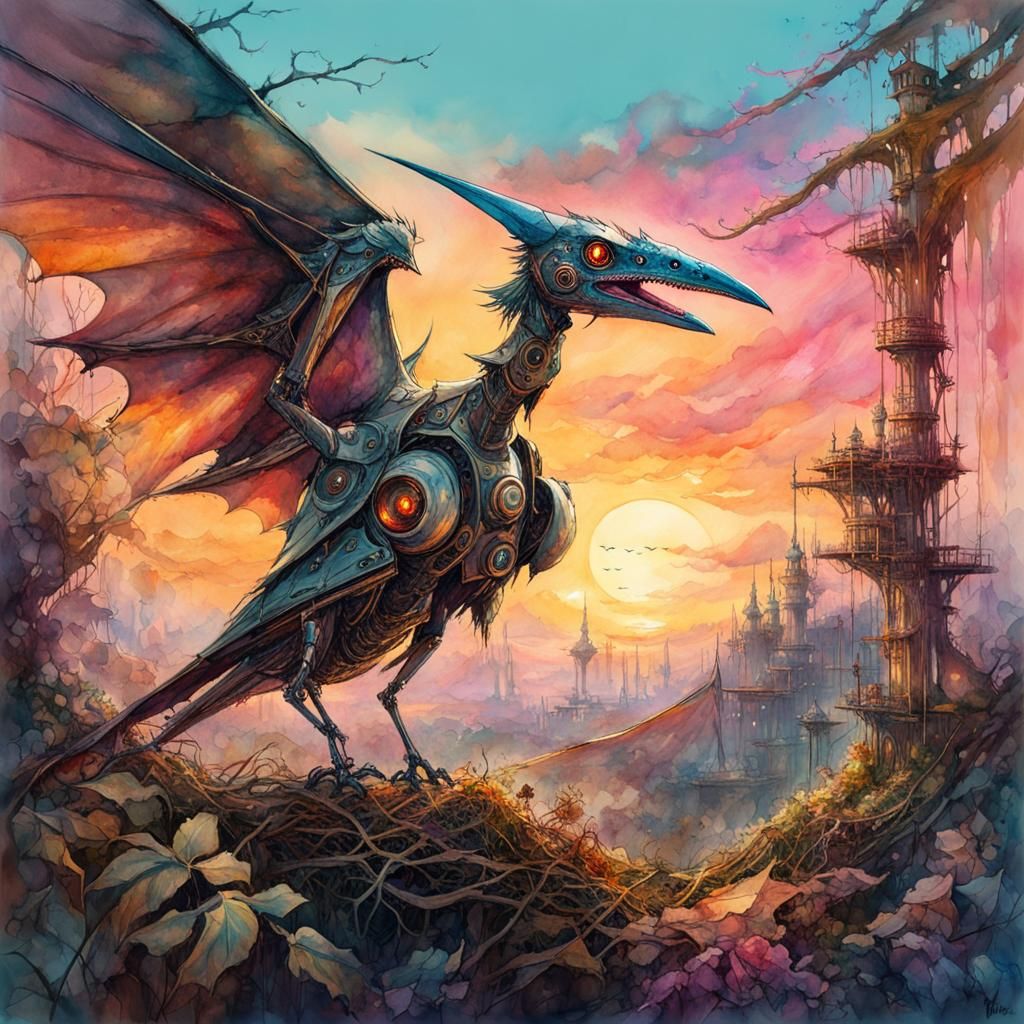 robotic pterodactyl guarding the nest