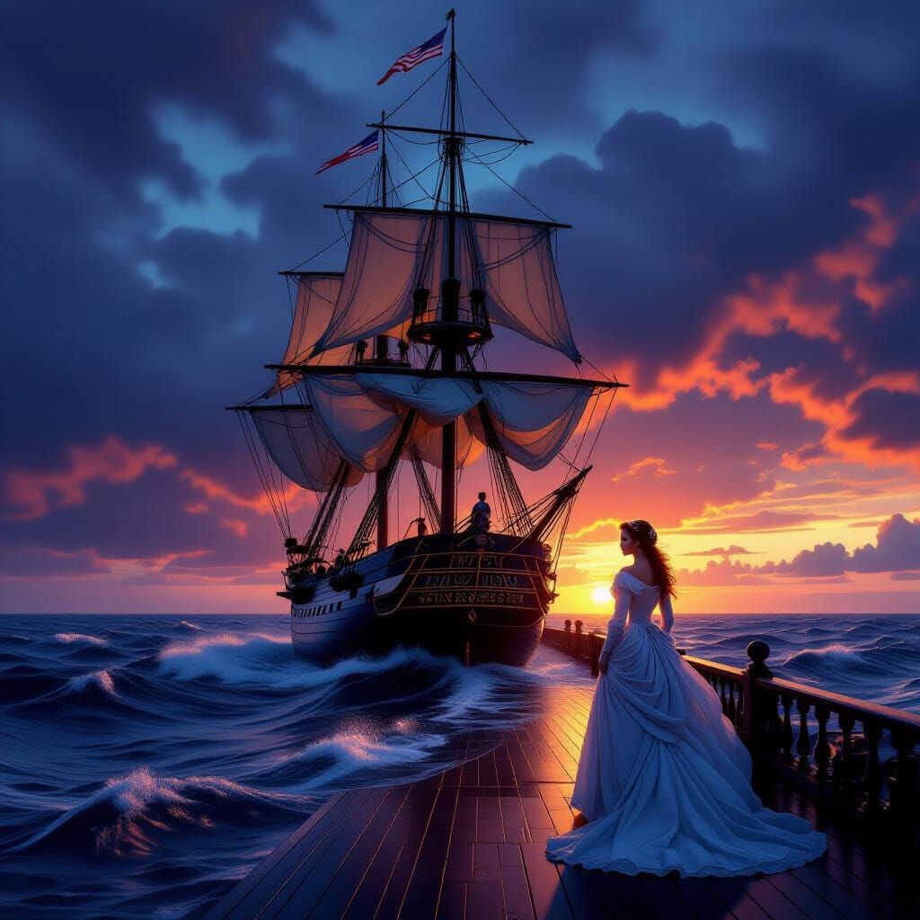 Historic USS Constitution Sails Through Stormy Sunset