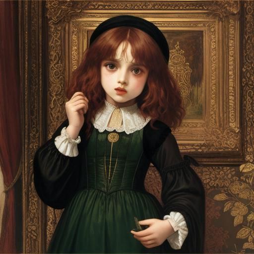 Childhood Portrait in Rossetti's Pre-Raphaelite Style