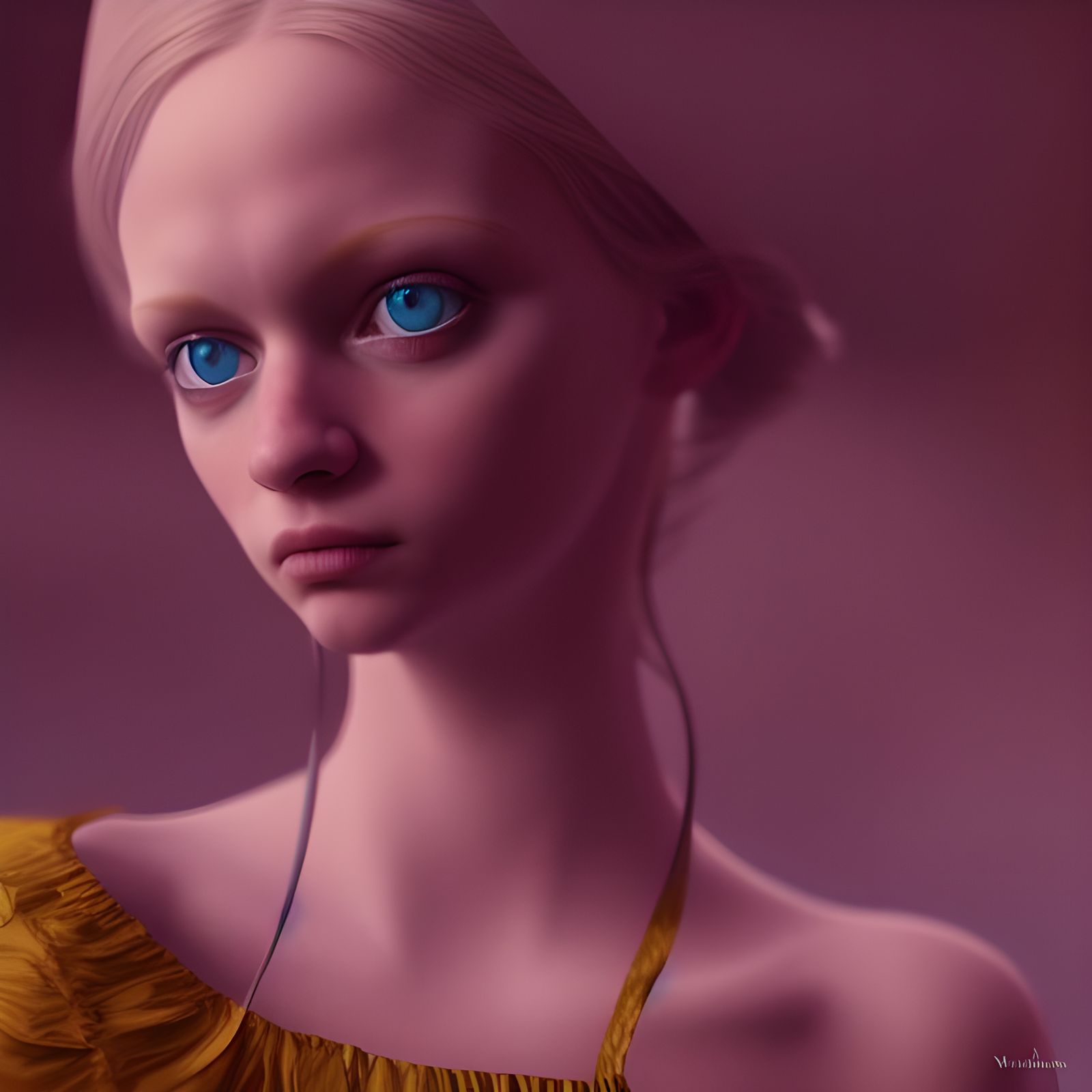 Melancholic Maid Portrait in Hyperrealistic Style