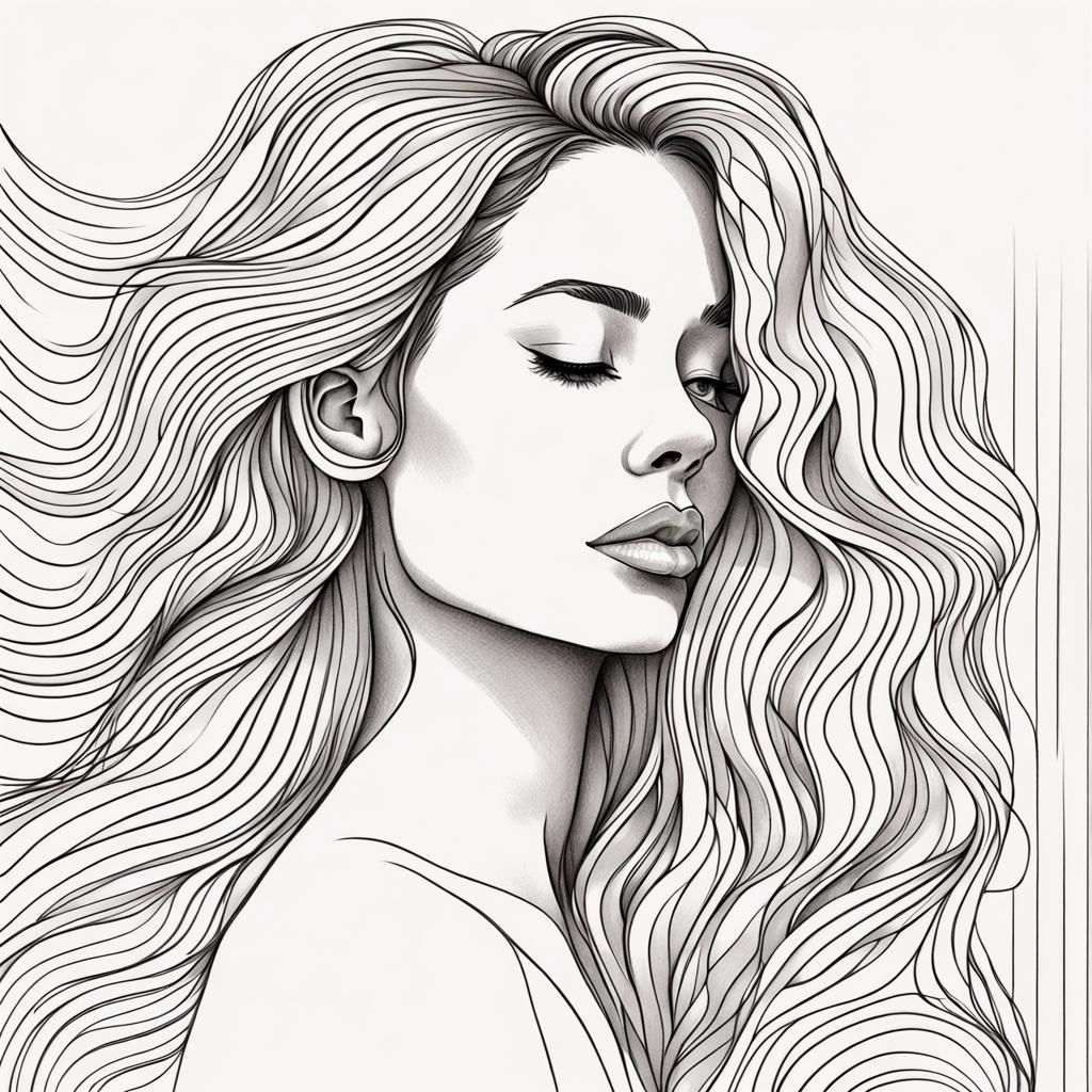 Elegant Line Art Portrait of a Woman