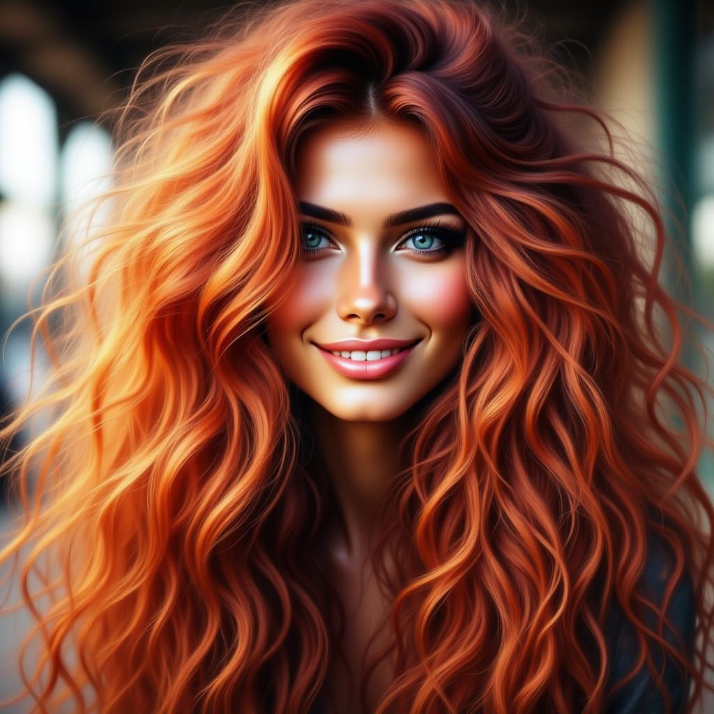 Gorgeous Woman with Vibrant Auburn Hair