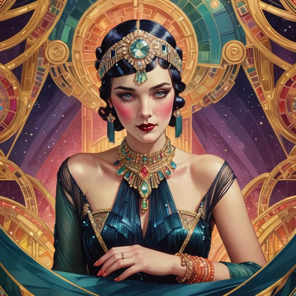 Glamorous Burlesque Woman in Candy Art Deco Style