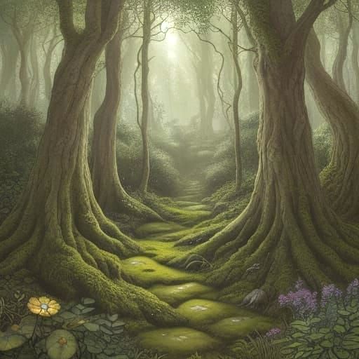 Whimsical Forest Socks with Fairies and Hidden Doorways