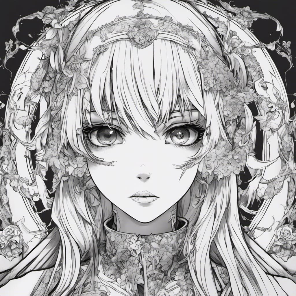 Halloween Anime Girl Coloring Page Lineart