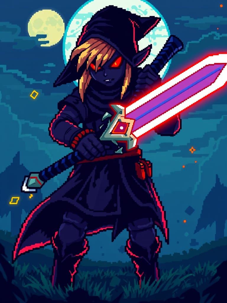 Dark Link in Pixel Art Glory