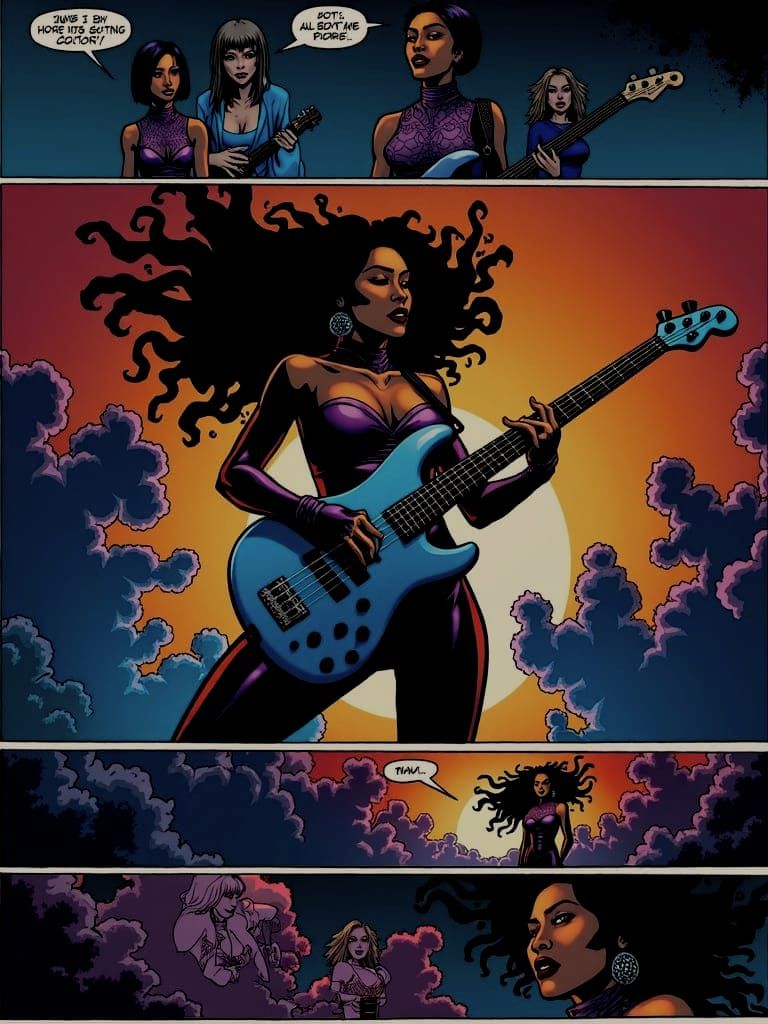 Cyberpunk Rock Band Comic Art by Sienkiewicz