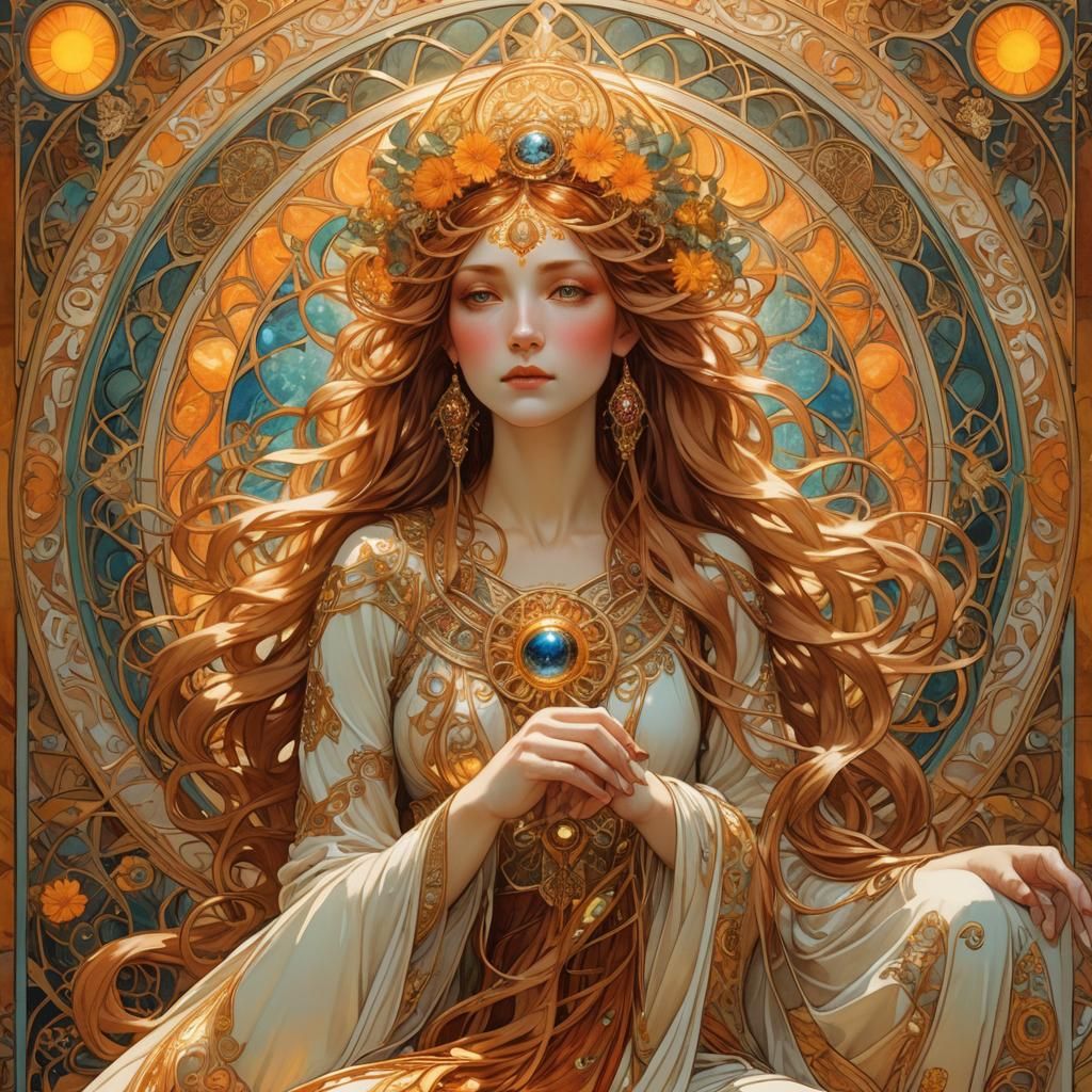 Radiant Woman in Art Nouveau Style
