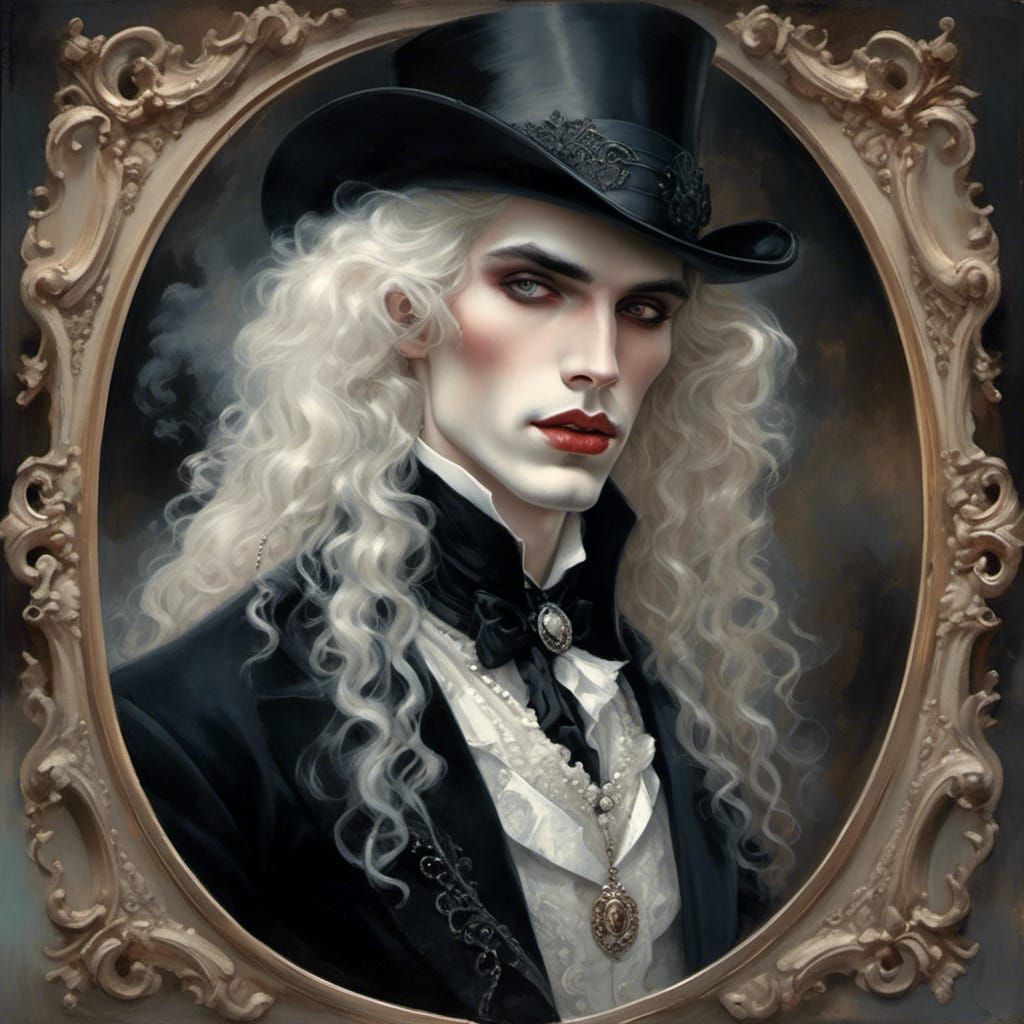 Glamorous Goth Man with Luminous Skin