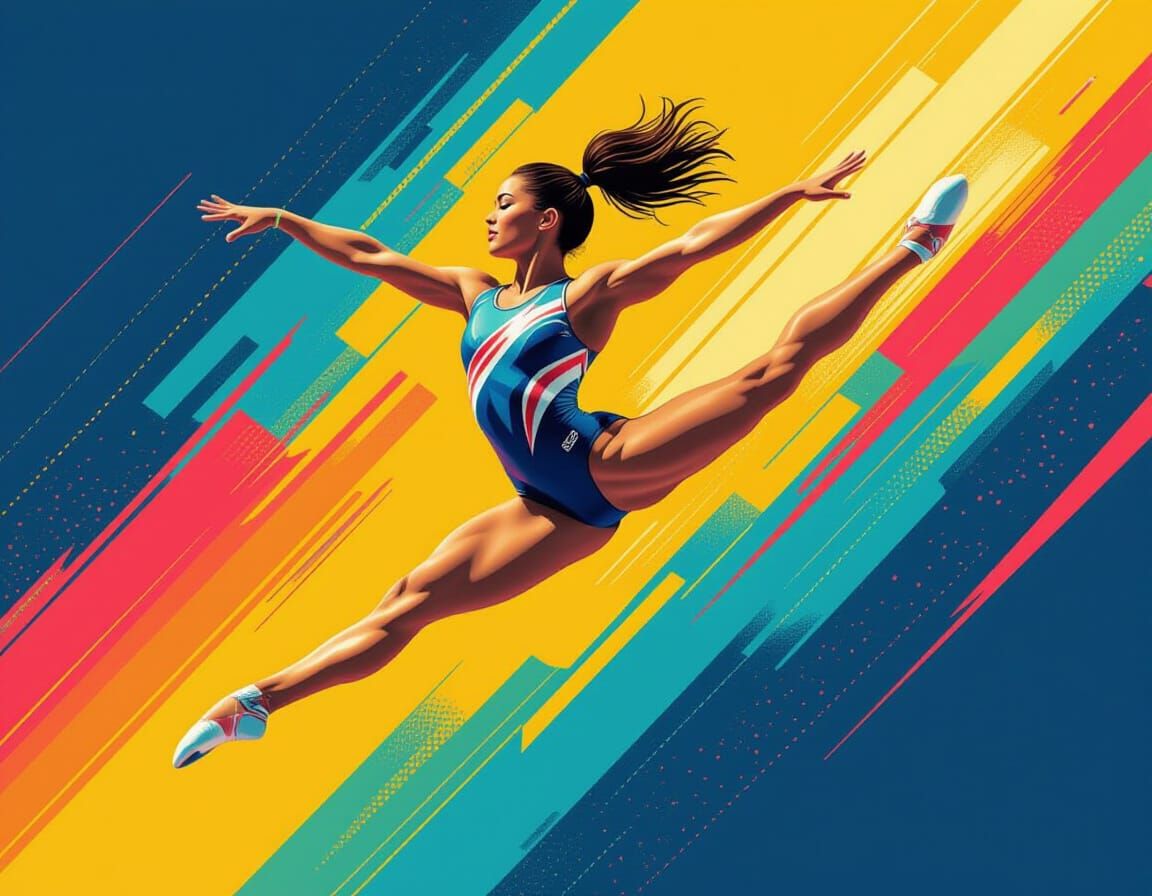 Gymnast in Mid-Air: A Modern Art Fusion