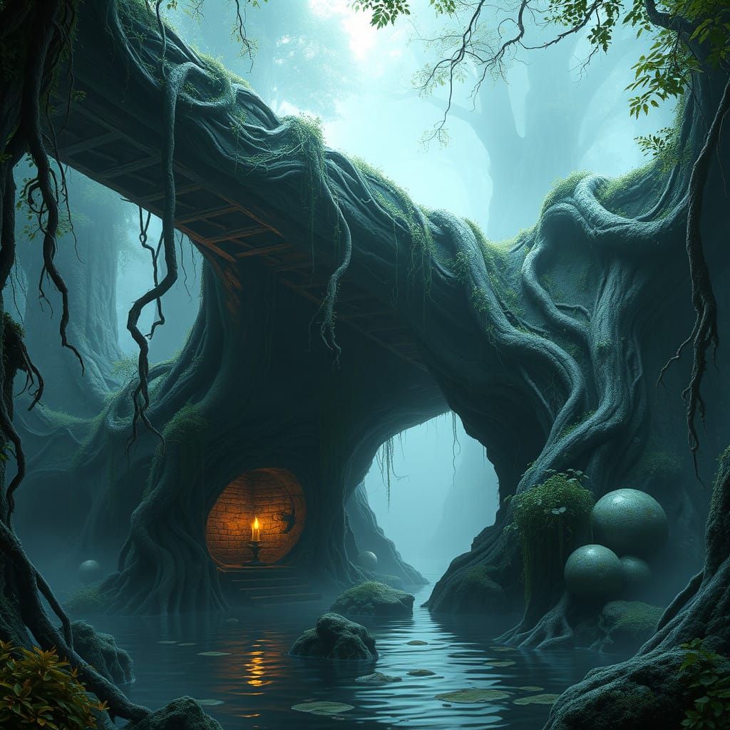 Mystical Water Troll's Ancient Bridge Sanctuary