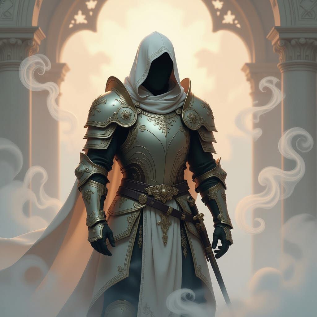 Ethereal Medieval Armor in Luminous Mist