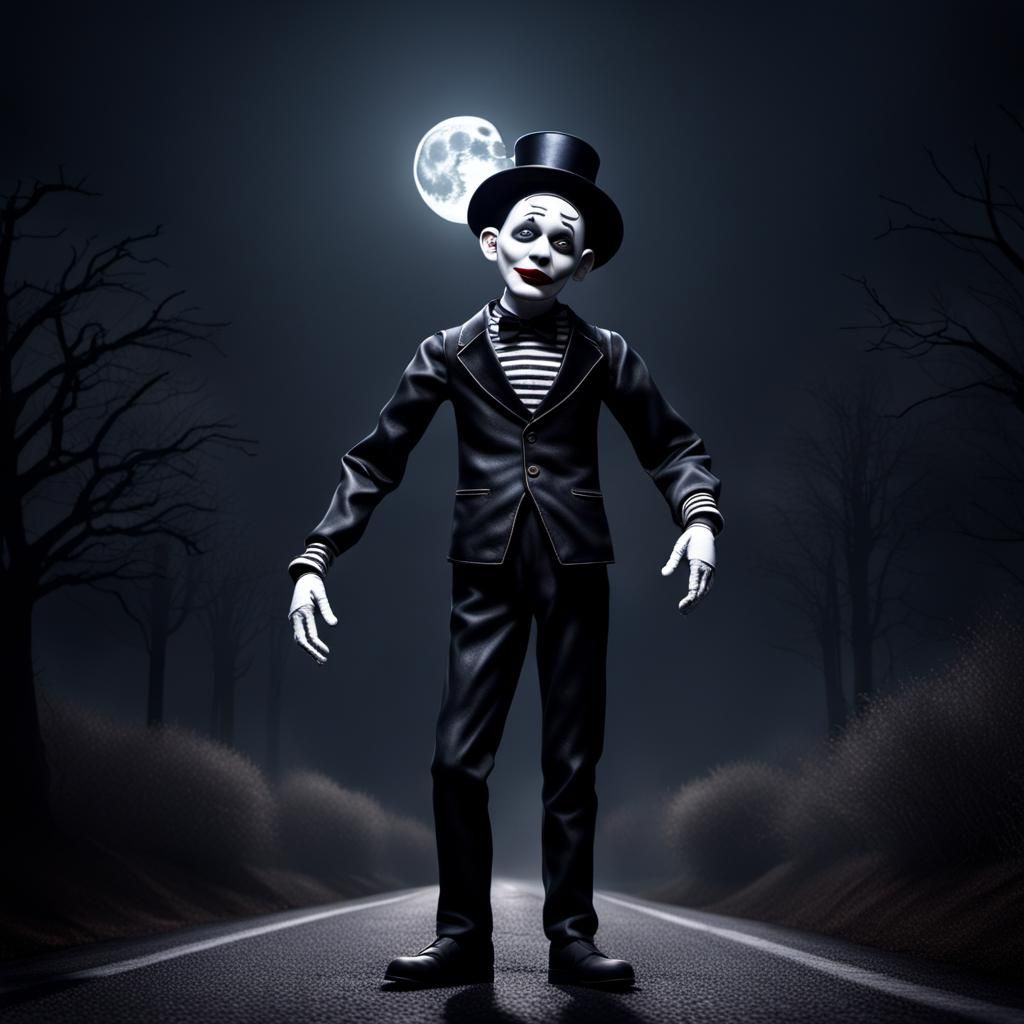 Creepy mime puppet