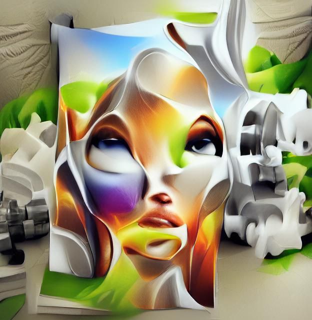 Abstract Polished Chrome Shape Reflection