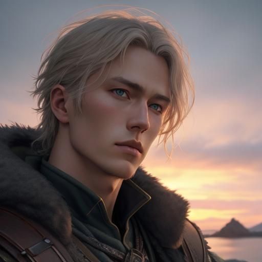 Viking Boy Portrait in Detailed Matte Painting Style