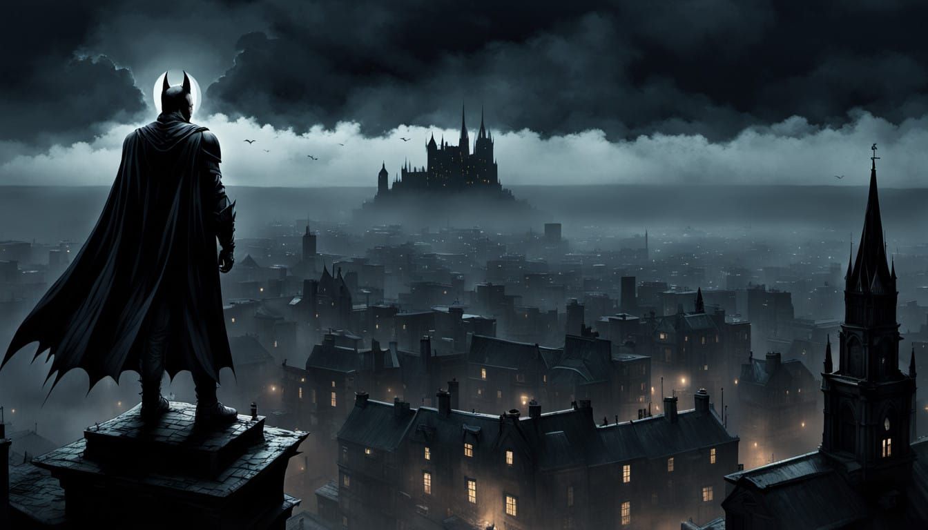 Dark Knight Batman in Eerie Gothic Style