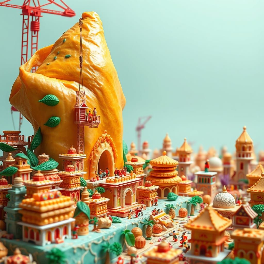 Samosa Metropolis in Vibrant Indian Sweet Landscapes