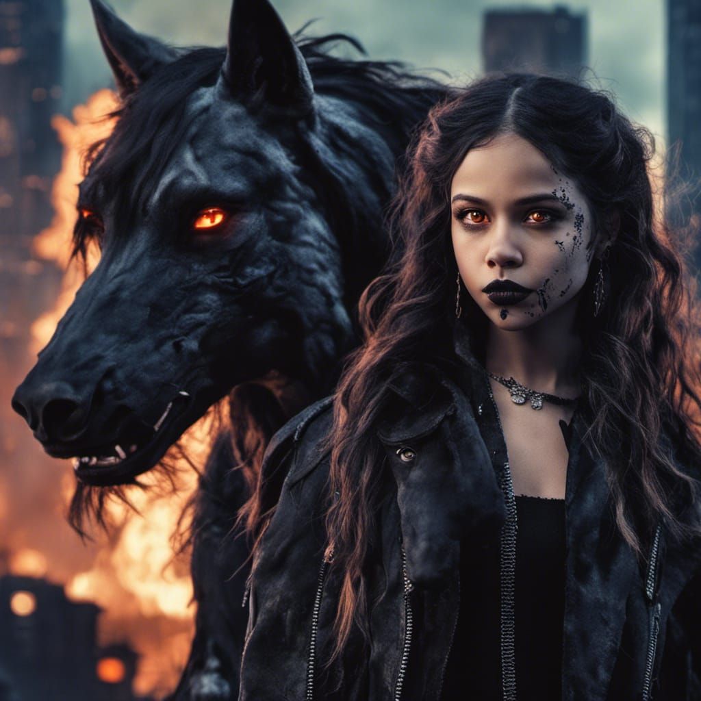Jenna Ortega as Vampire in Apocalyptic Cityscape