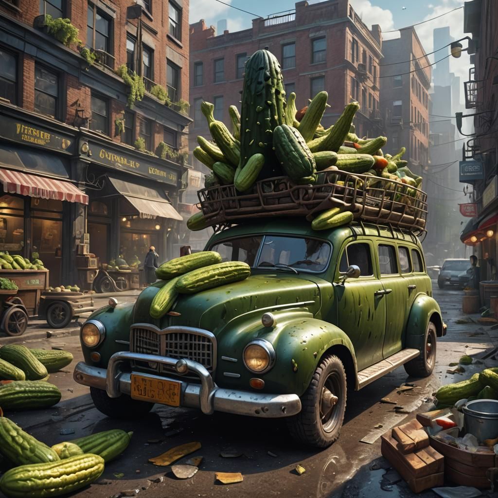 Realistic 4K HD Pickle-Car with Gadgets