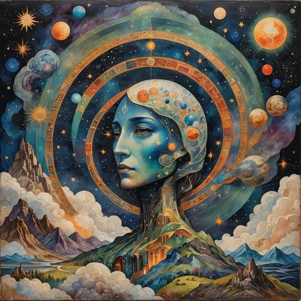 Astral Refuge: Mixed Media Illustration