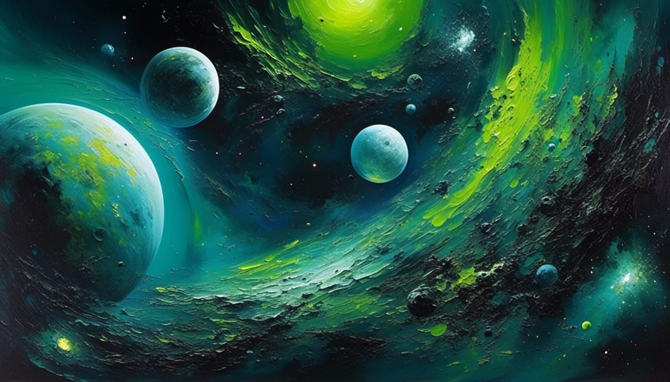 Epic Cosmic Deep Space Impasto Masterpiece