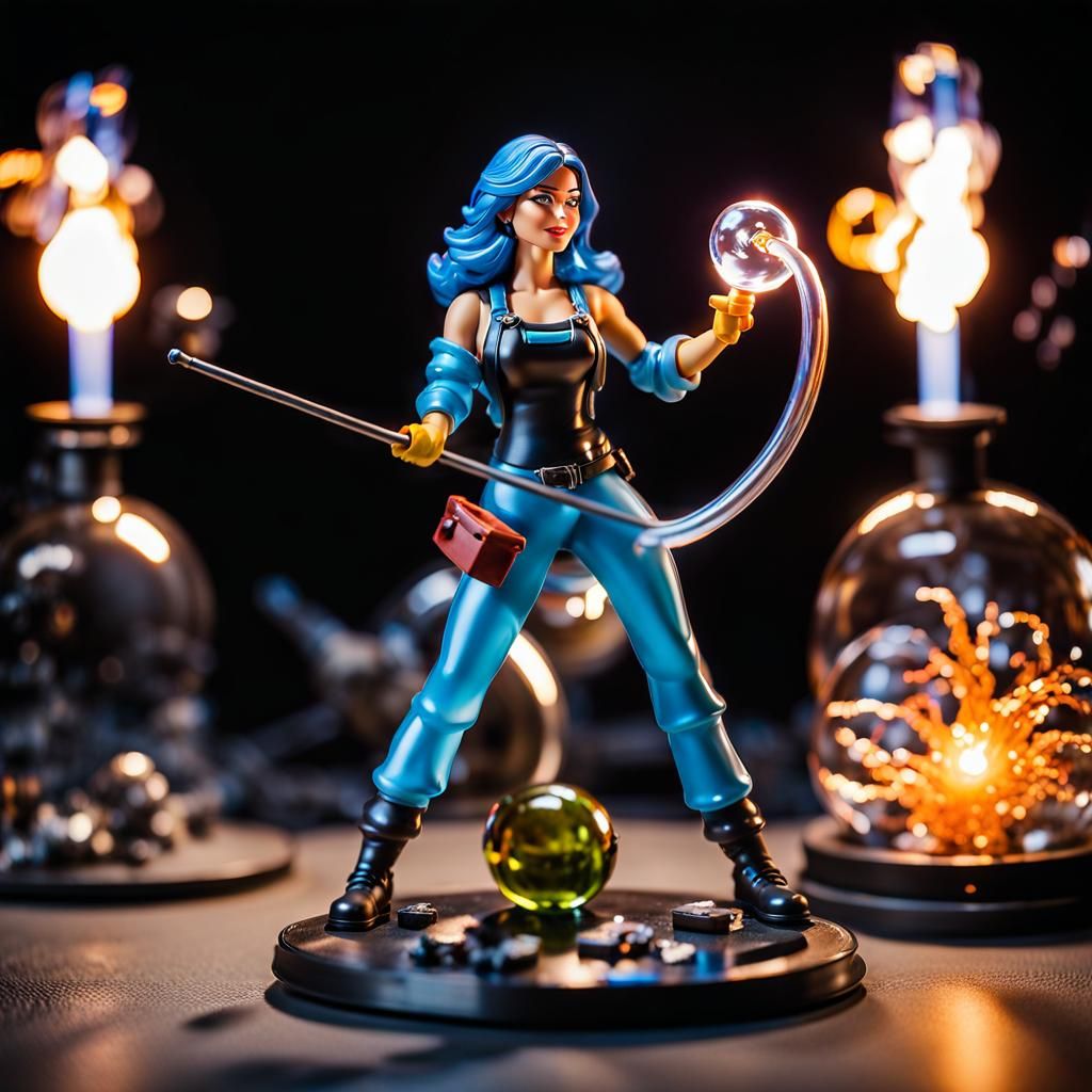 Happy Female Glassblower Action Figure