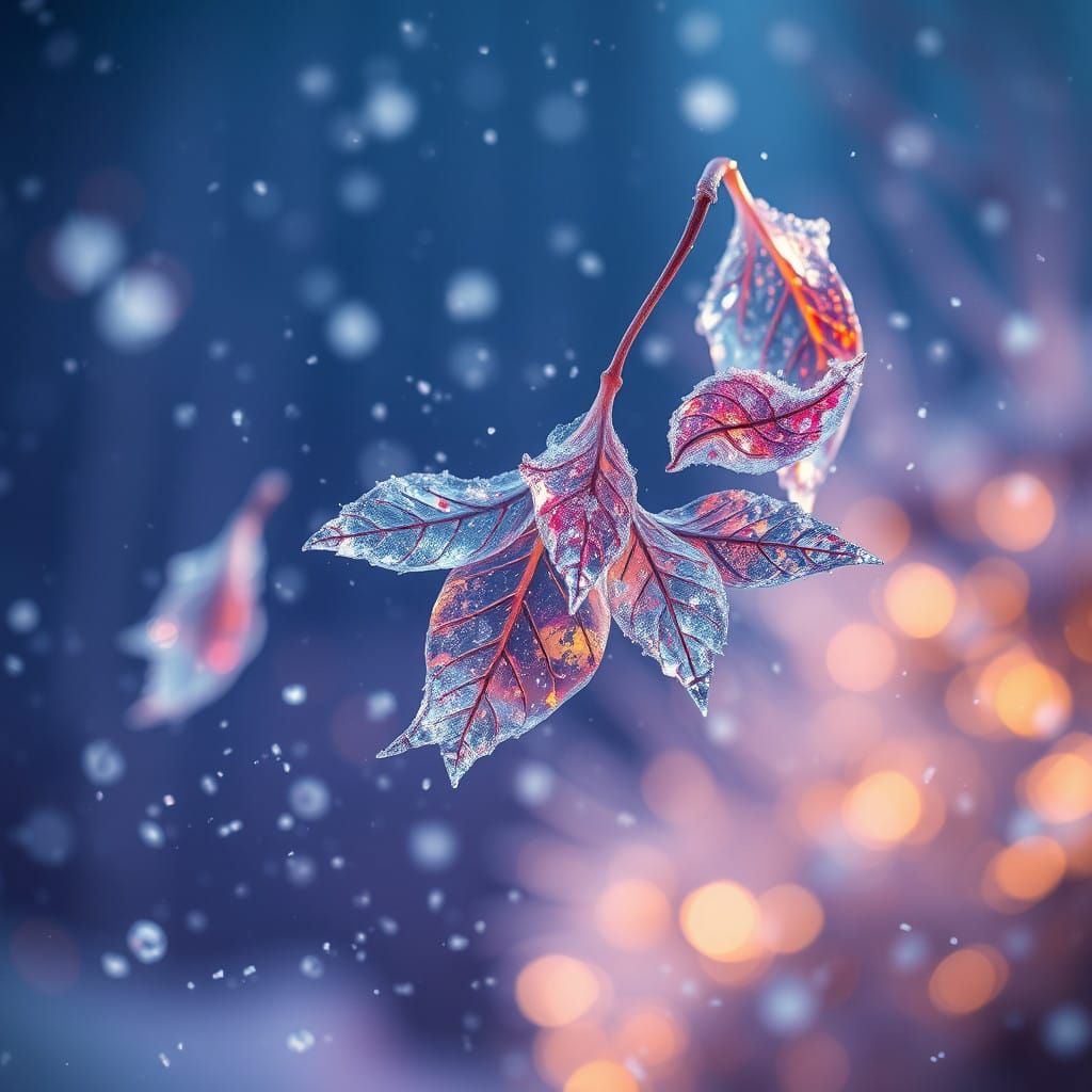 Frozen Leaves Dance in Whirling Snowstorm