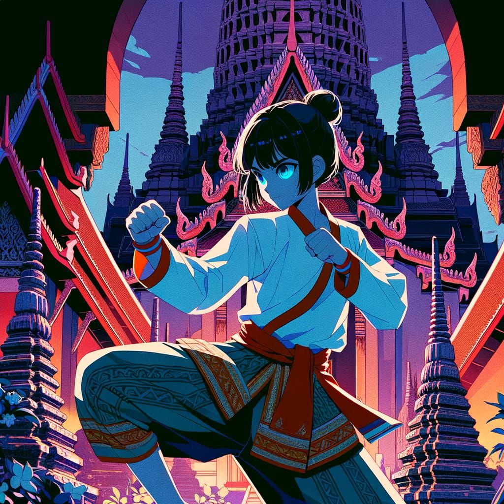 Thai Warrior Princess in Ancient Ayutthaya Temple