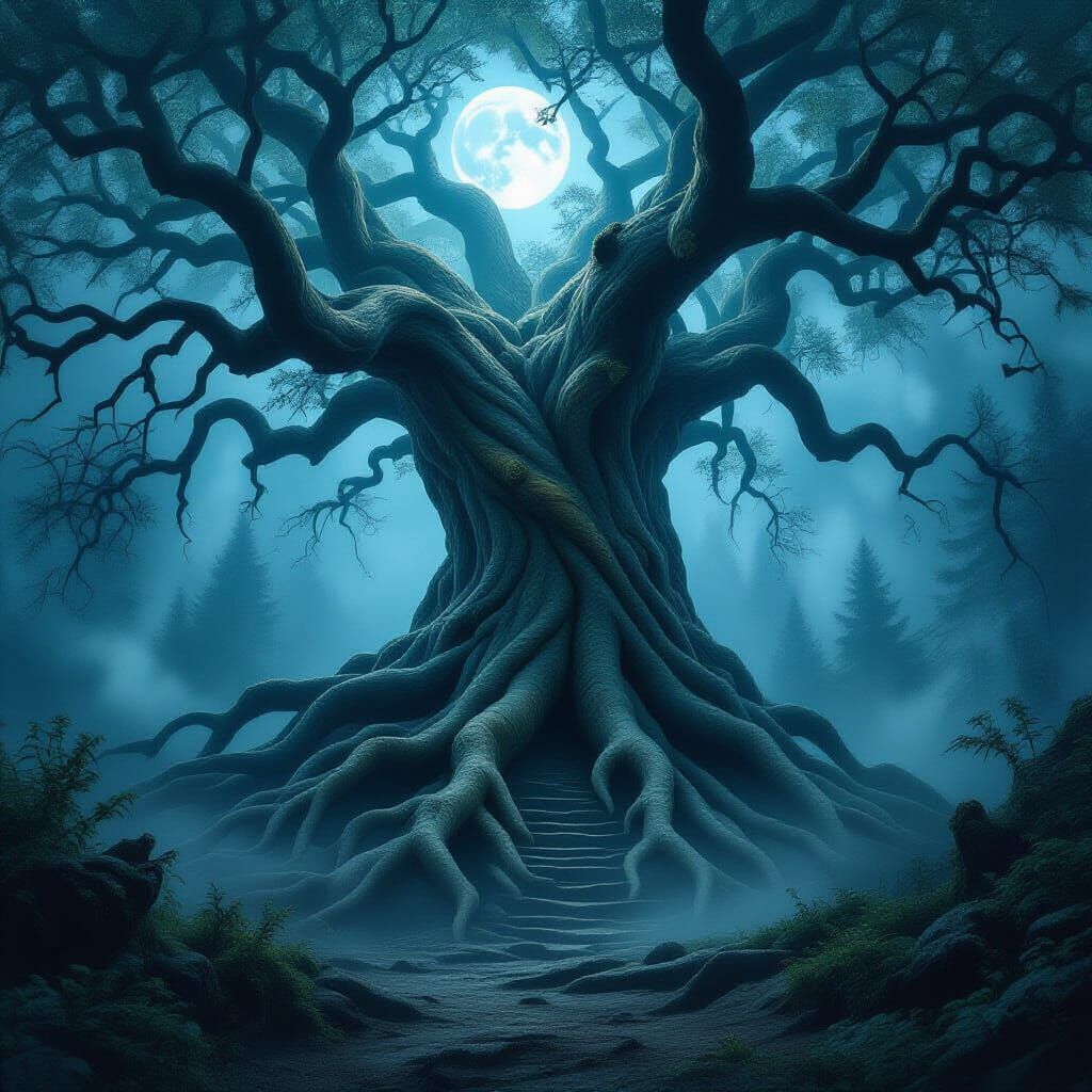 Mystical Dark Forest Throne of Twisted Roots