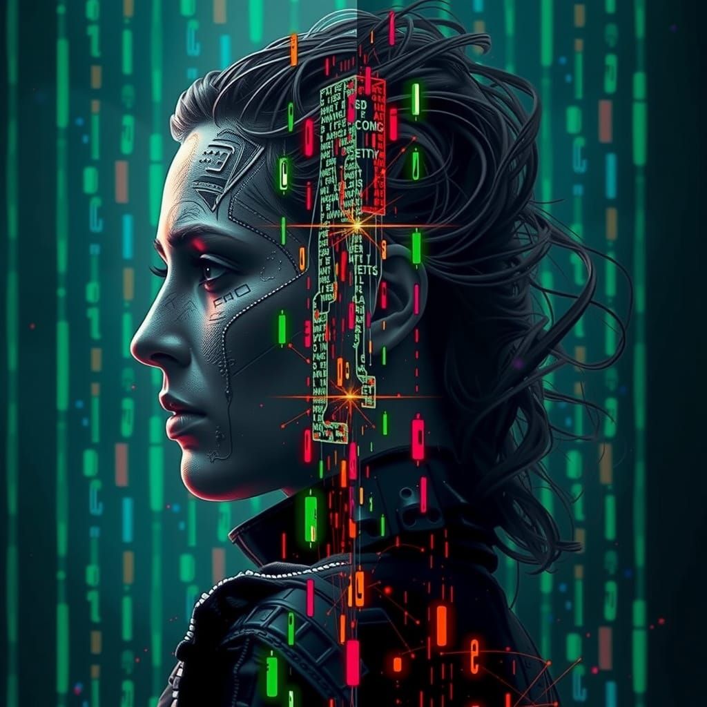 Vibrant Cosmic Duality Revealed in Cyberpunk Style